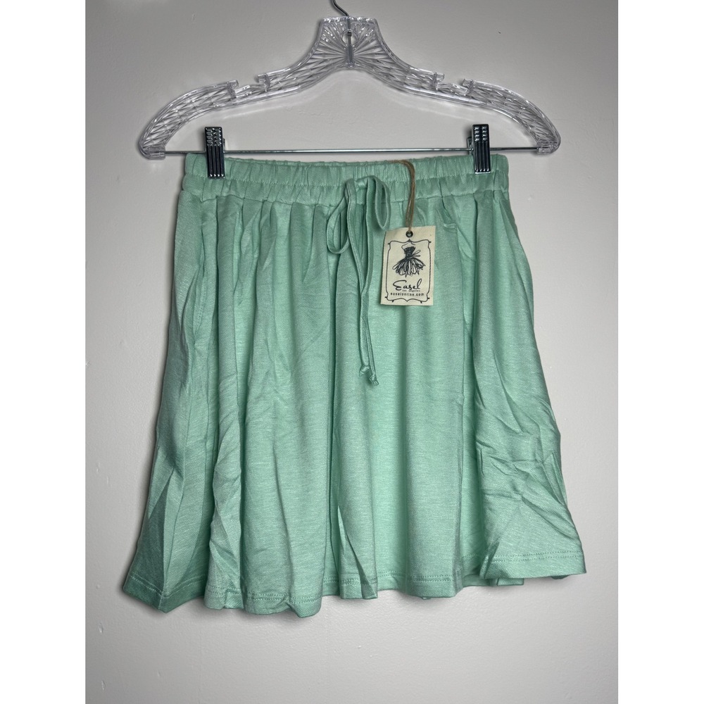 Easel Los Angeles Mint Green Knit Mini Skirt Elastic Waist‎ Pockets S